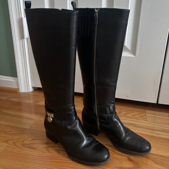 Michael Kors Tall Black Leather Boots - Picture 1 of 7